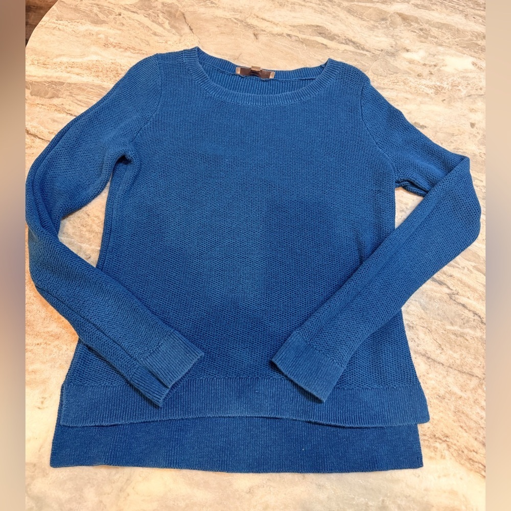 LOFT Blue Knit Sweater Small Long Sleeve Crewneck